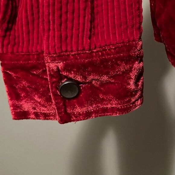 J. Jill Women’s Red Velvet Long Sleeve Button Up Corduroy Jacket - Picture 4 of 9